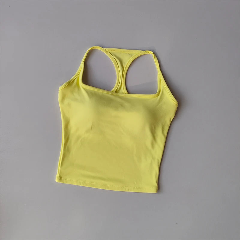 Sports and Fitness Vest with Chest Pad Summer Shockproof Beauty Back Nude Feeling Suit Pilates Training Yoga Top Yoga Clothing