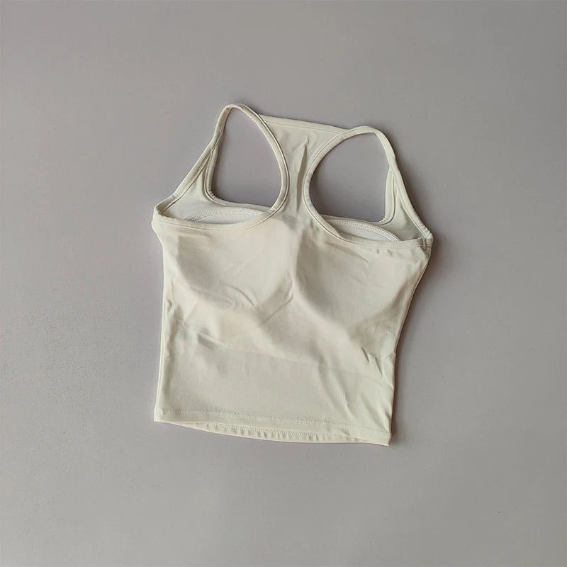 Sports and Fitness Vest with Chest Pad Summer Shockproof Beauty Back Nude Feeling Suit Pilates Training Yoga Top Yoga Clothing