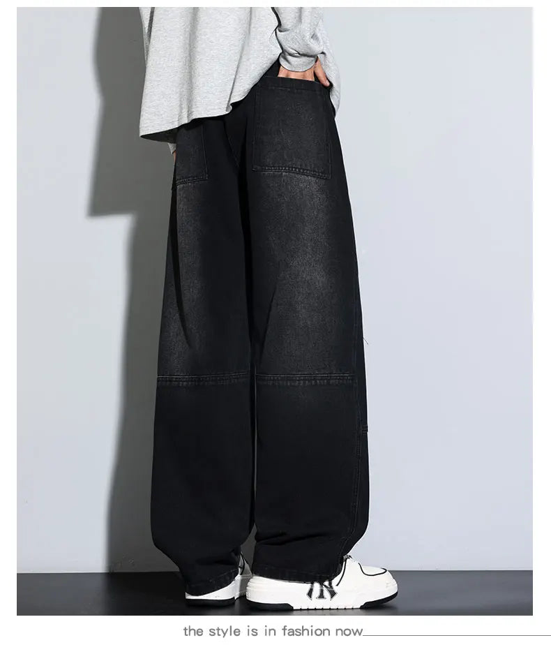 Jeans for Men Men's Casual Trousers Versatile Spring Autumn Large-sized Long Pants Fashionable Loose Straight-leg Wide-leg Pants