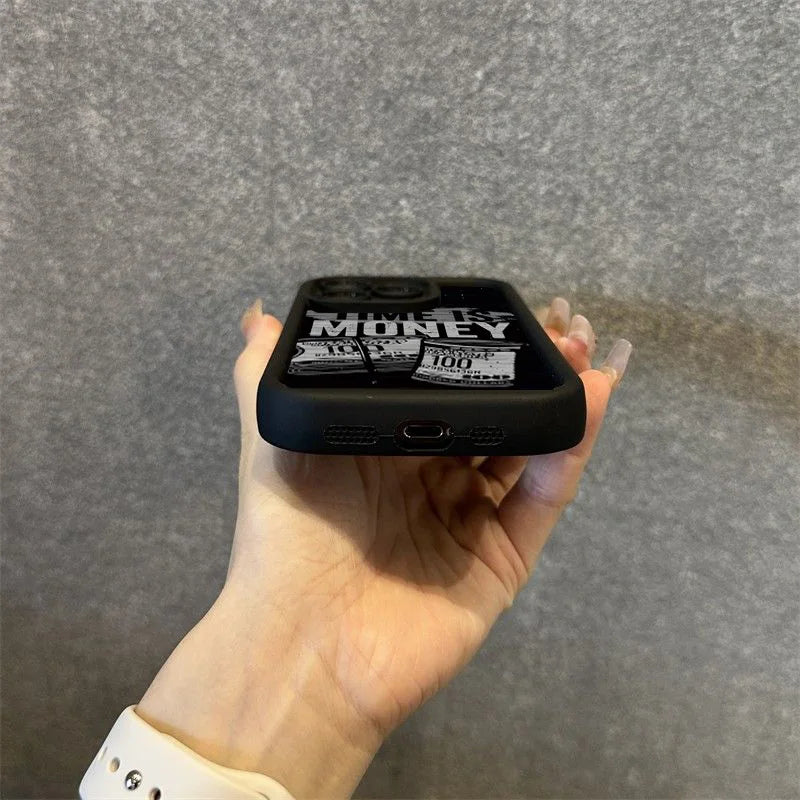 Phone Case For iPhone Time is Money Printed Soft Cover For