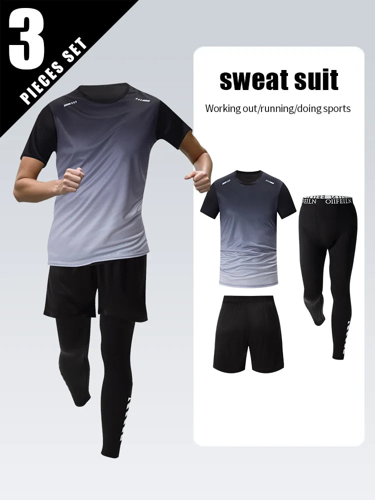 3 Pcs Men's Quick-drying Sports Gradient Suit