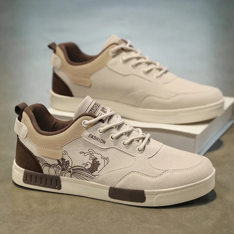 Men's easy to wipe clean casual shoes, good grip, low top lace-up sneakers, men's shoes