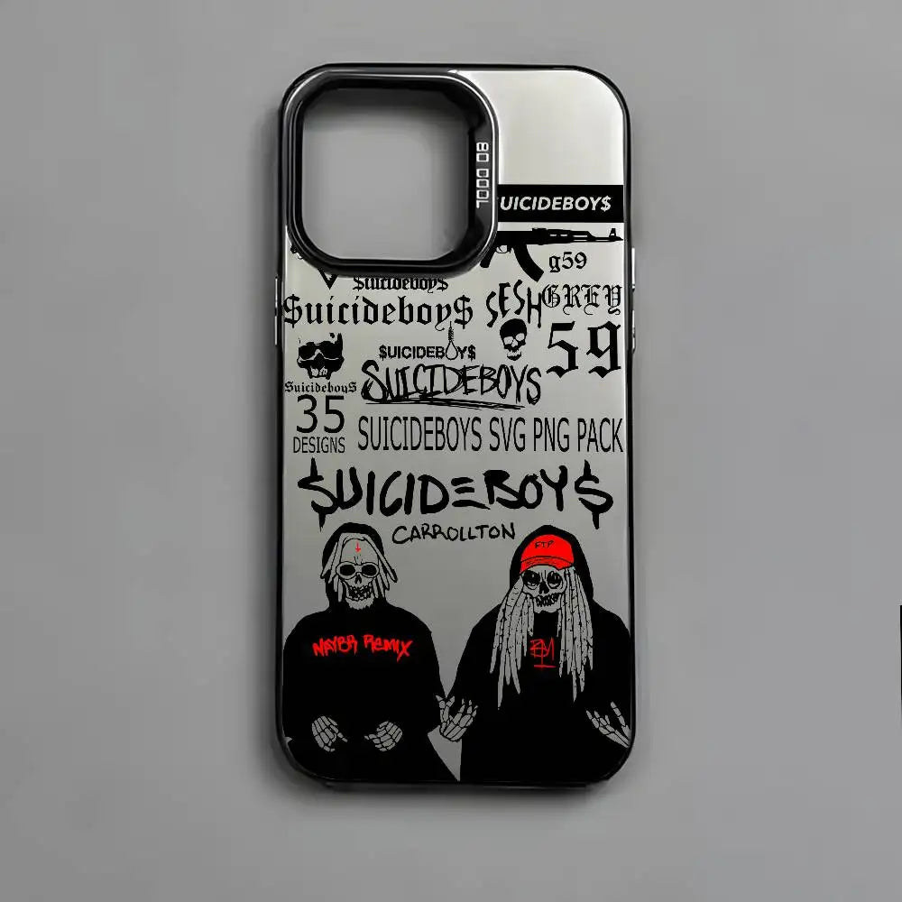 S-Suicideboys Cool Phone Case For iPhone 16 15 14 13 12 11 Pro Max Independent Metal Button Electroplating Mobile
