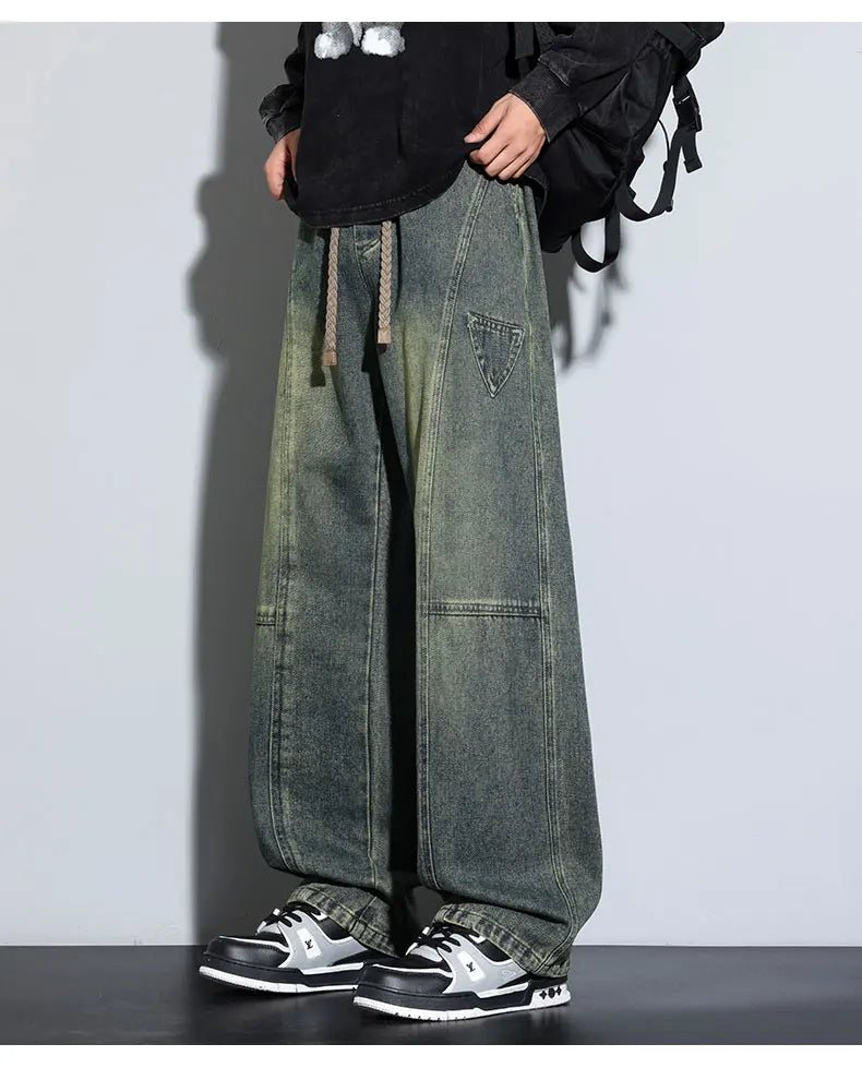 Jeans for Men Men's Casual Trousers Versatile Spring Autumn Large-sized Long Pants Fashionable Loose Straight-leg Wide-leg Pants
