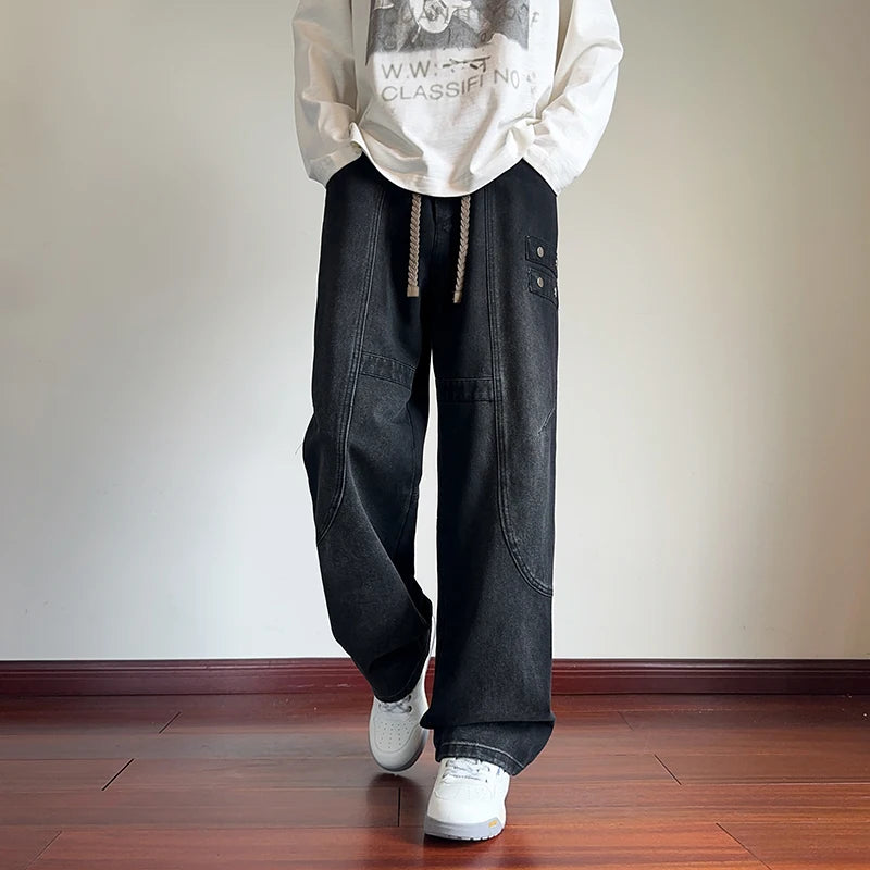 Jeans for Men Men's Casual Trousers Versatile Spring Autumn Large-sized Long Pants Fashionable Loose Straight-leg Wide-leg Pants