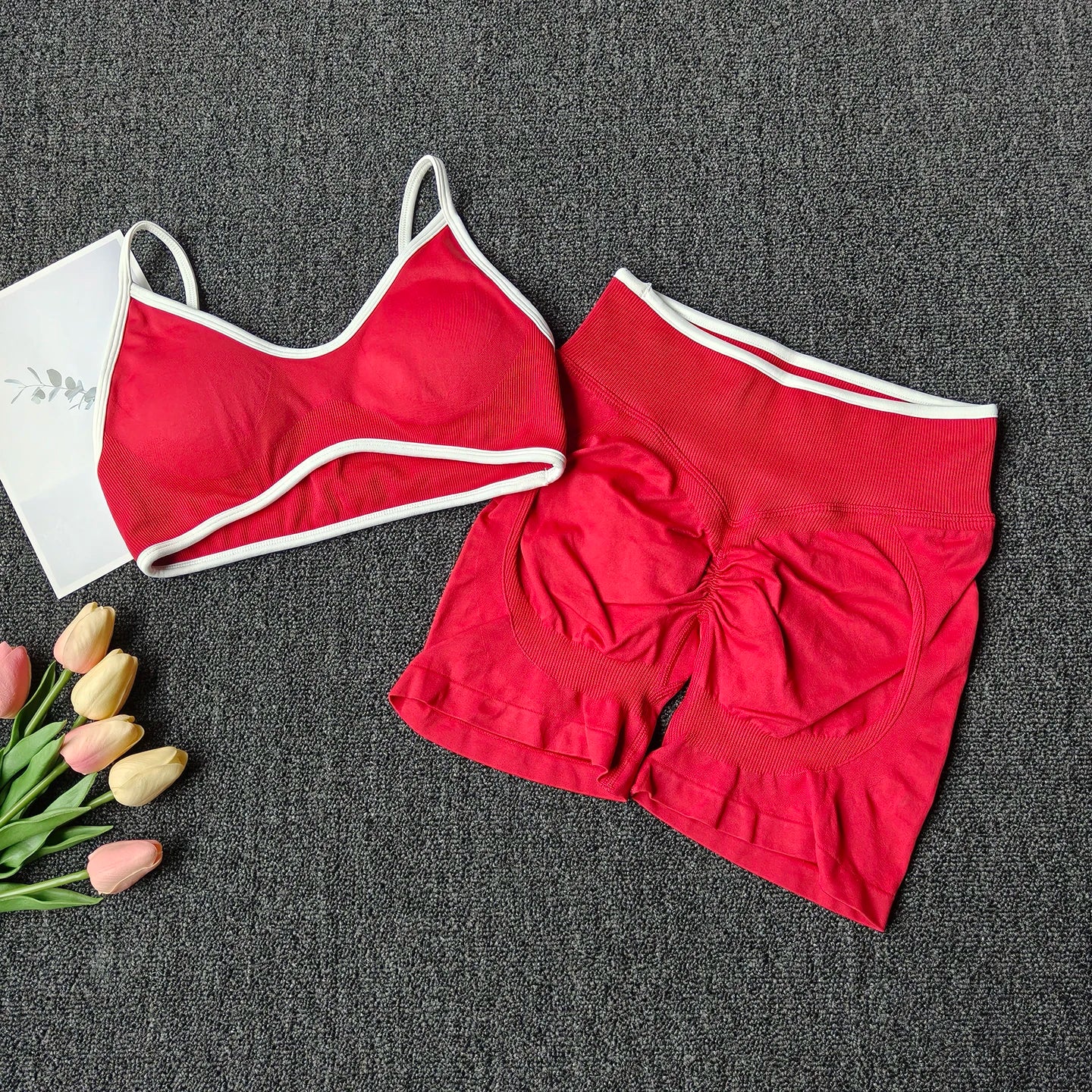 Peach Buttock Yoga Suit Women Gym Seamless Suspender Gathering Bra High Waist Hip Lifting Belly Tightening Shorts Fitness Set