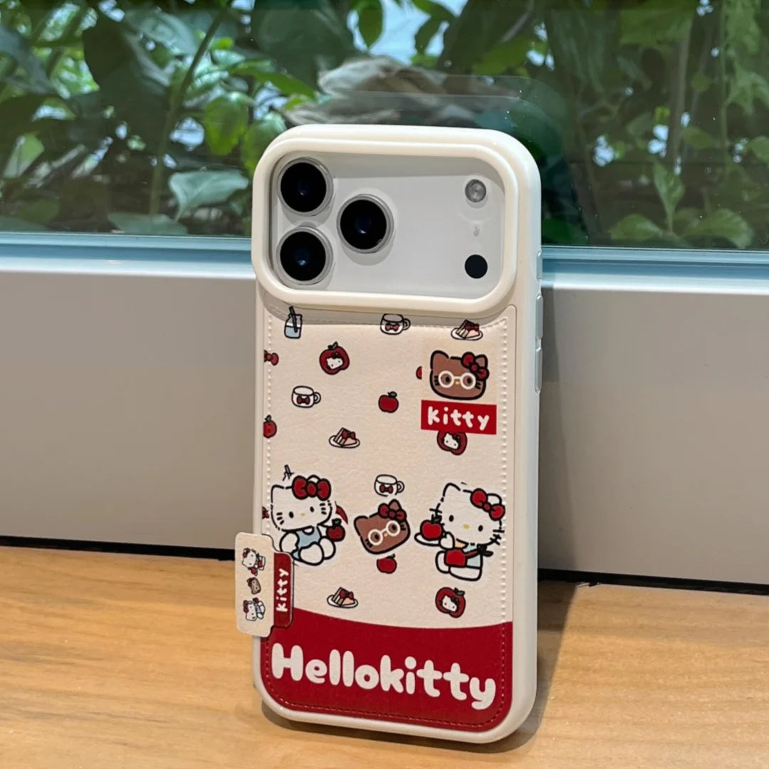 New Creativity Sanrio Hello Kitty Leather Phone Case For iphone 17 16 15 14 13 Pro Max Full Shockproof Protect Back Cover