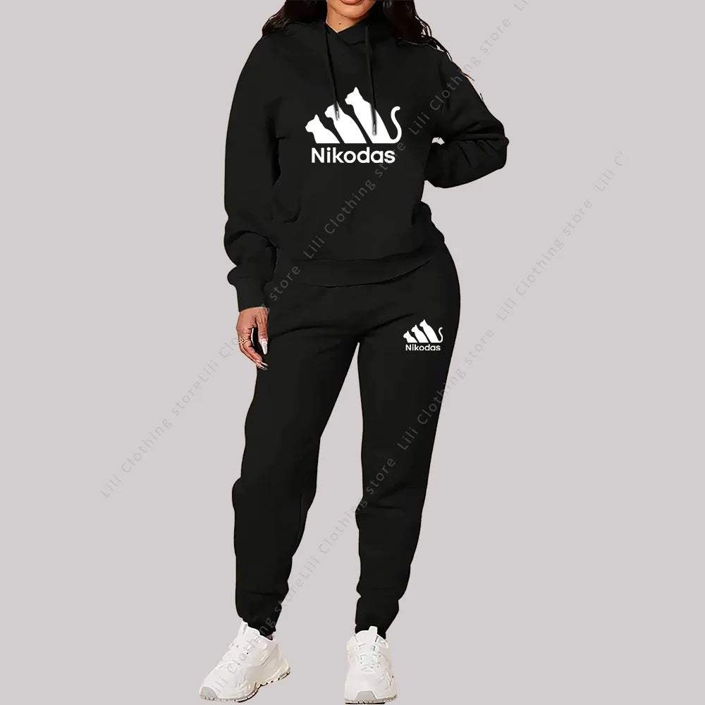 Women's Sets Hoodies Pants Two Piece Outfits Sportswear Sweatsuit Aesthetic Trend 2025 New Suit Woman Pink Tracksuit Plus Size