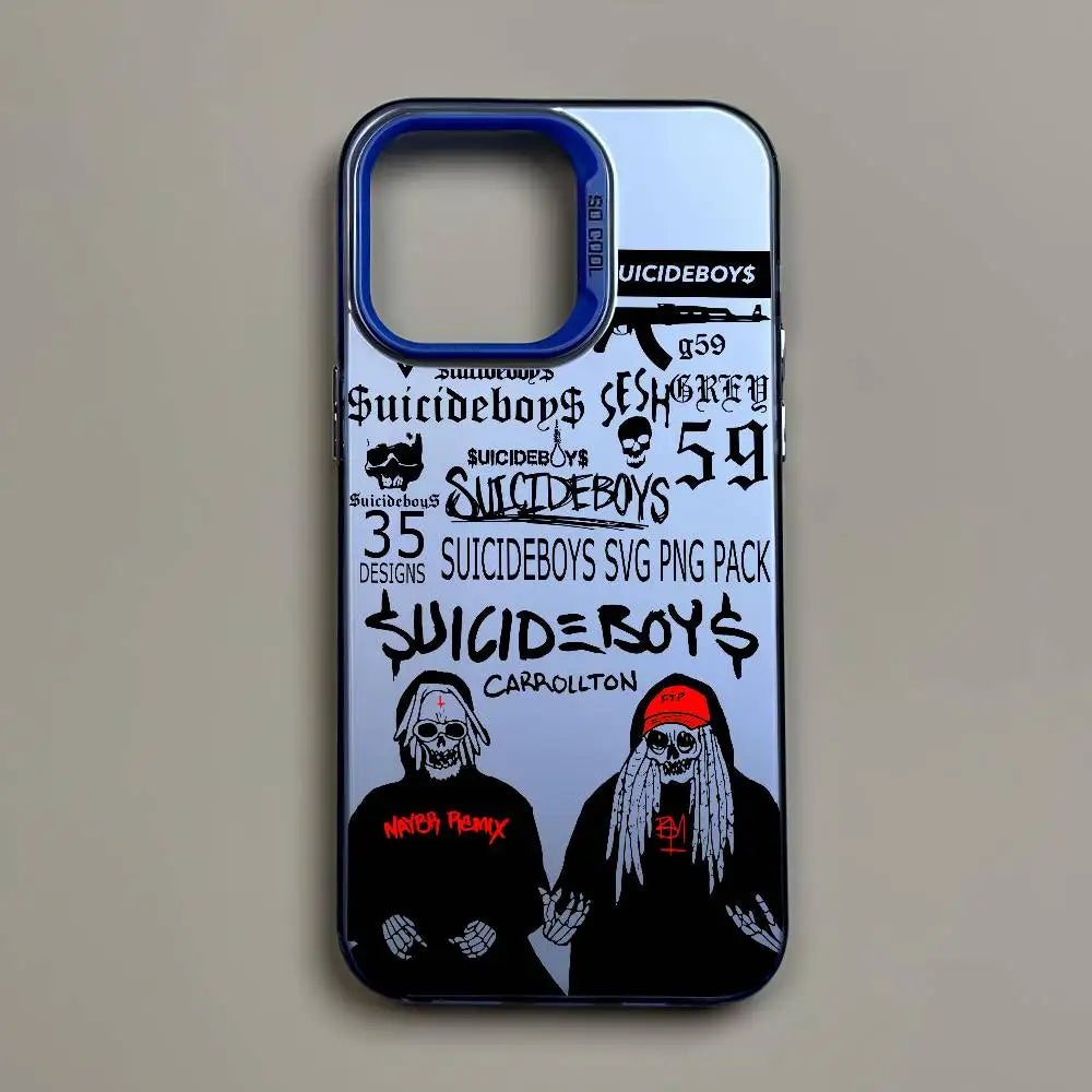S-Suicideboys Cool Phone Case For iPhone 16 15 14 13 12 11 Pro Max Independent Metal Button Electroplating Mobile