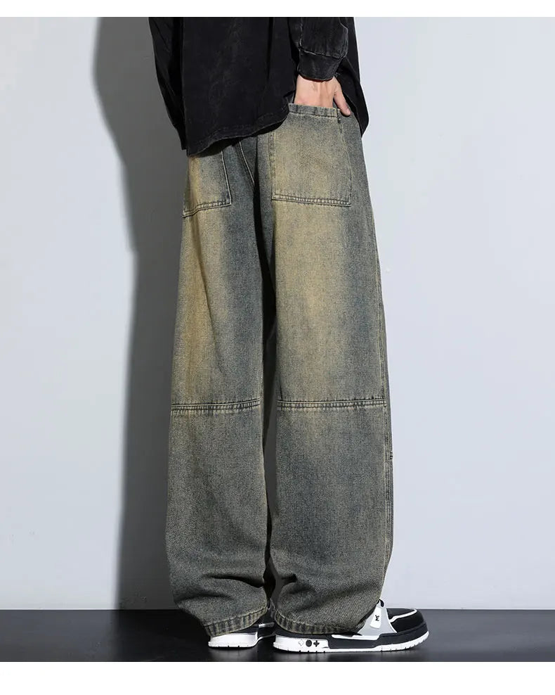 Jeans for Men Men's Casual Trousers Versatile Spring Autumn Large-sized Long Pants Fashionable Loose Straight-leg Wide-leg Pants