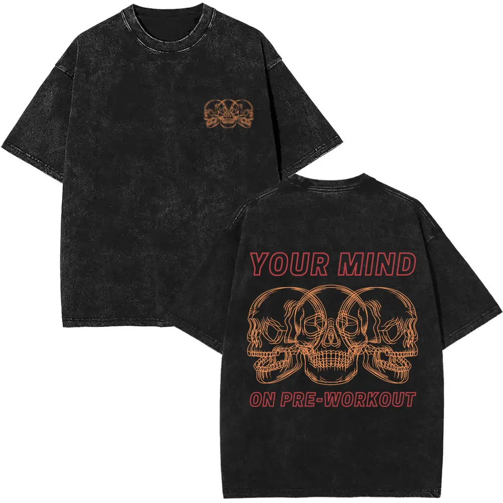 Washed Vintage Funny Gym Rat Muscle Mommy Pump Cover T-shirt