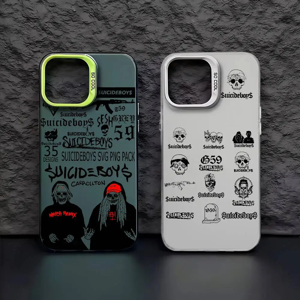 S-Suicideboys Cool Phone Case For iPhone 16 15 14 13 12 11 Pro Max Independent Metal Button Electroplating Mobile