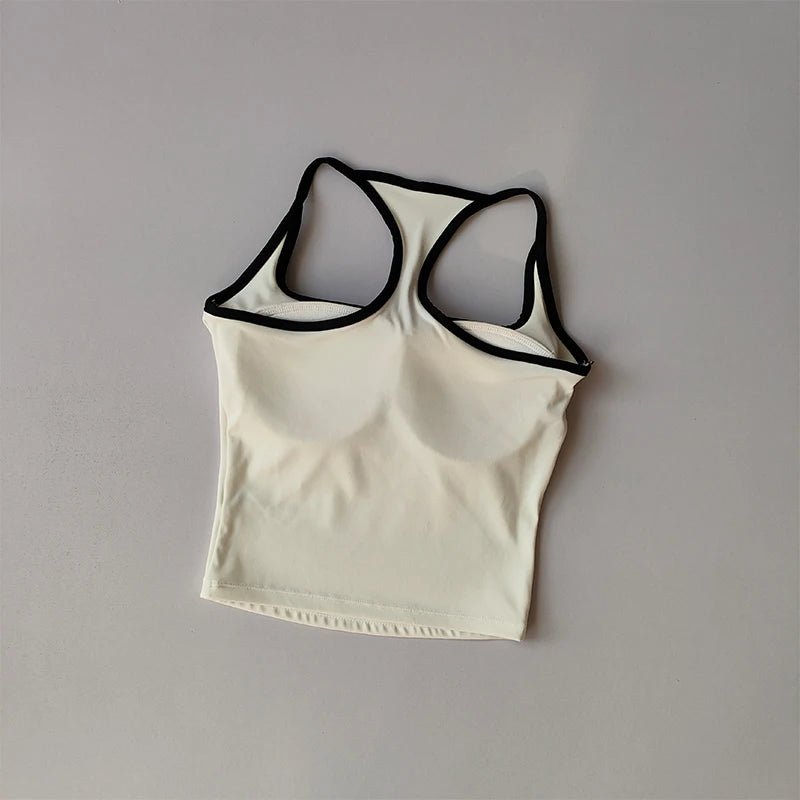 Sports and Fitness Vest with Chest Pad Summer Shockproof Beauty Back Nude Feeling Suit Pilates Training Yoga Top Yoga Clothing