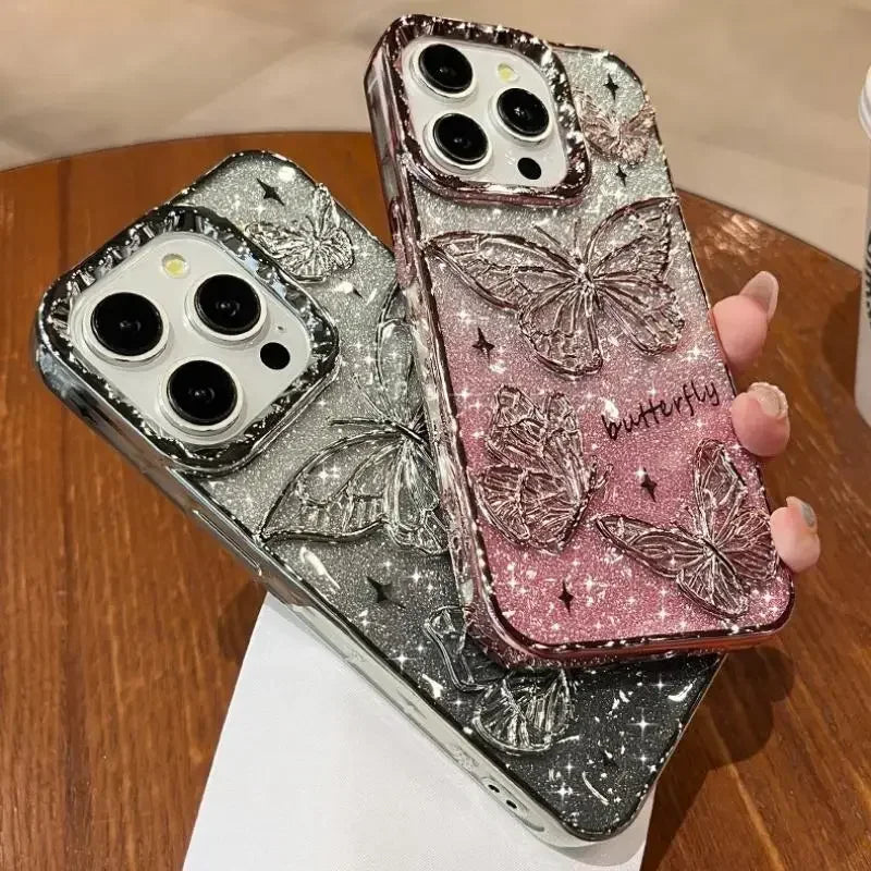 3D Bling Glitter Butterfly Quicksand Gradient Phone