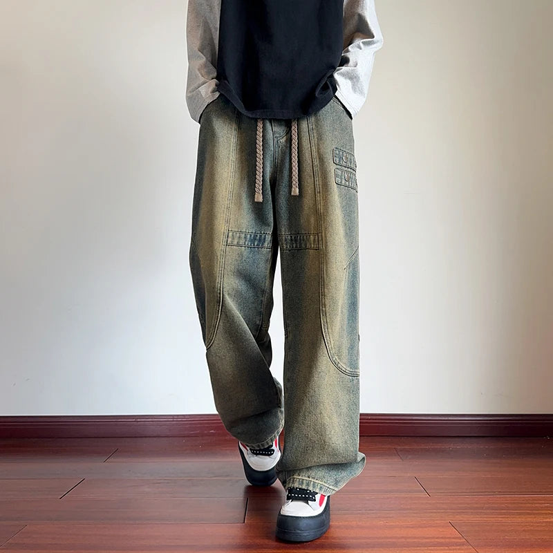 Jeans for Men Men's Casual Trousers Versatile Spring Autumn Large-sized Long Pants Fashionable Loose Straight-leg Wide-leg Pants