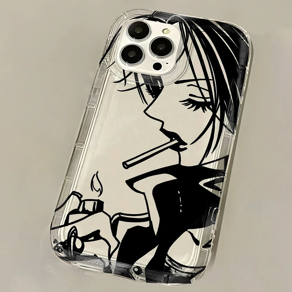 Anime Cool Nana Osaki Line Clear Hot Case for IPhone 16 15 14 13 12 11 Pro Max 14 15 Plus XR XS Max SE Airbag Shockproof Cover