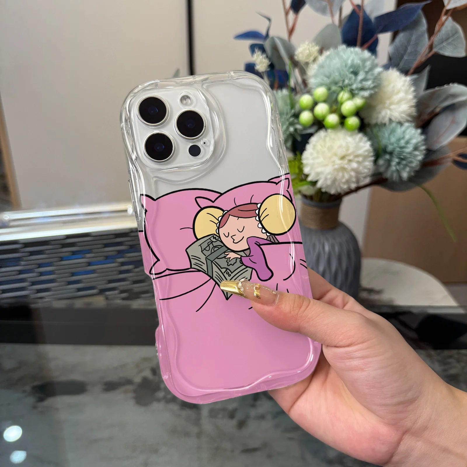 Suitable for iPhone17 16, 15, 14, 13, 12, 11 Pro Max Plus fashionable transparent phone case cute cartoon
