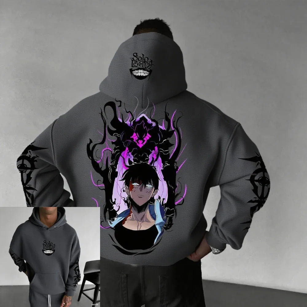 Solo Leveling Hoodie Anime Unisex Oversized Graphic Print Sweatshirt Streetwear Autumn Winter Casual Fitness Long Sleeve New