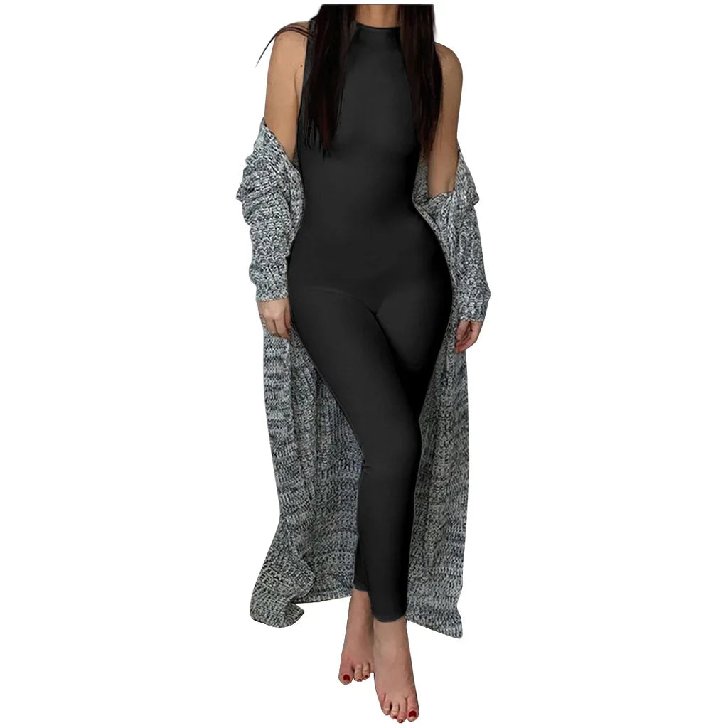 Pencil Jumpsuit Women New Full Seasons Casual Fitness Sporty Playsuit Sleeveless Slim Activewear All In One Jumpsuit Clothing