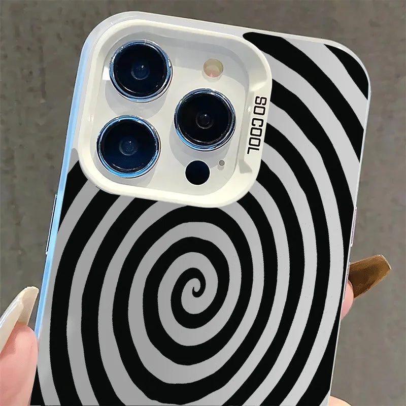 Suitable for iPhone 16/15/14/13/12 Pro Max, stylish and durable spiral textured phone case. Frosted surface design