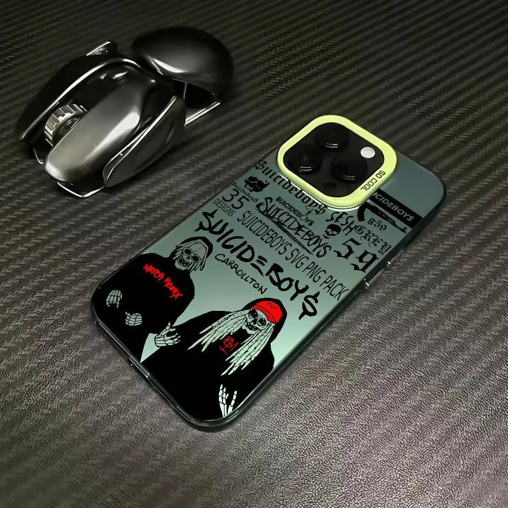 S-Suicideboys Cool Phone Case For iPhone 16 15 14 13 12 11 Pro Max Independent Metal Button Electroplating Mobile