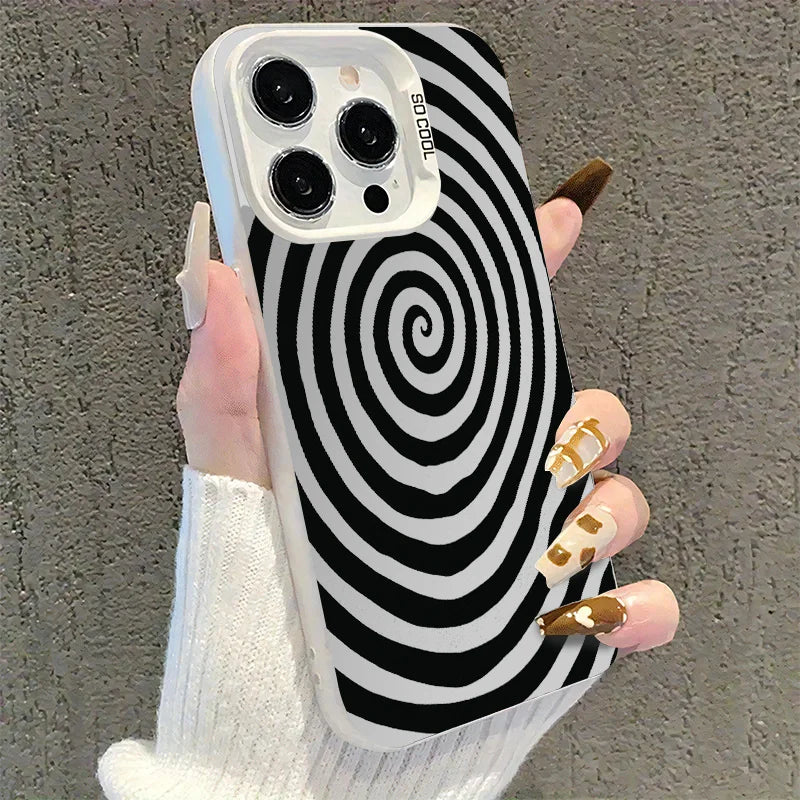 Suitable for iPhone 16/15/14/13/12 Pro Max, stylish and durable spiral textured phone case. Frosted surface design