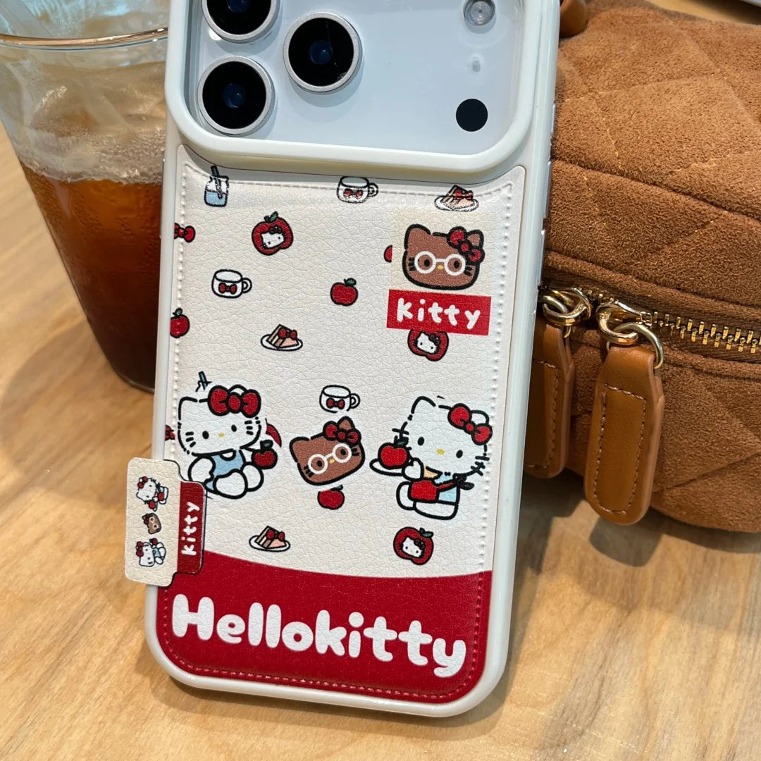 New Creativity Sanrio Hello Kitty Leather Phone Case For iphone 17 16 15 14 13 Pro Max Full Shockproof Protect Back Cover